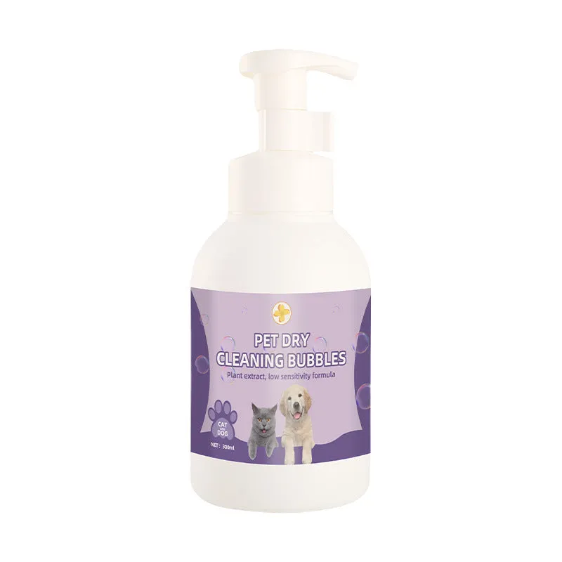 Pet disposable foam antibacterial antiitching wash-free bath shampoo in 300 ml and 500 ml bottles