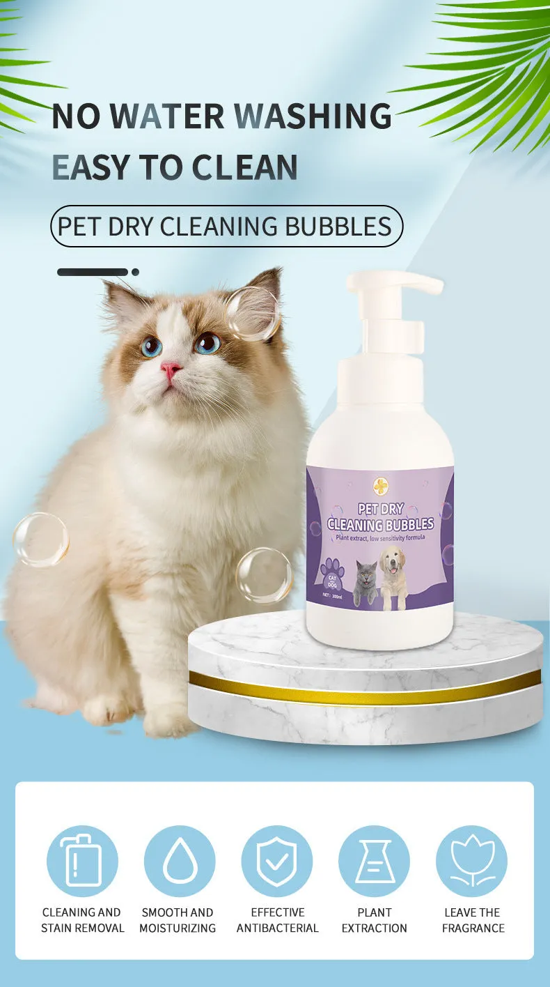 Pet disposable foam antibacterial antiitching wash-free bath shampoo in 300 ml and 500 ml bottles