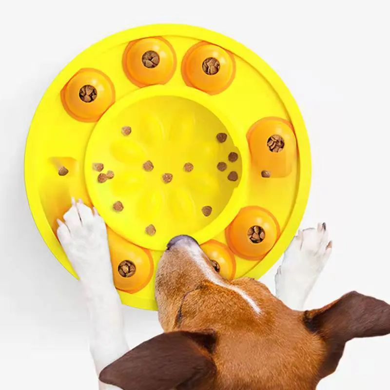 Blue dog puzzle toy slow feeder treat dispenser for large dogs on grass