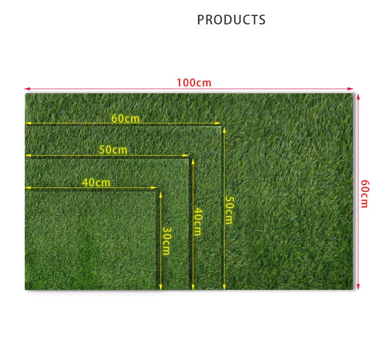 Washable pet lawn mat in 50x60 cm size for indoor dog toilet training on a tiled floor