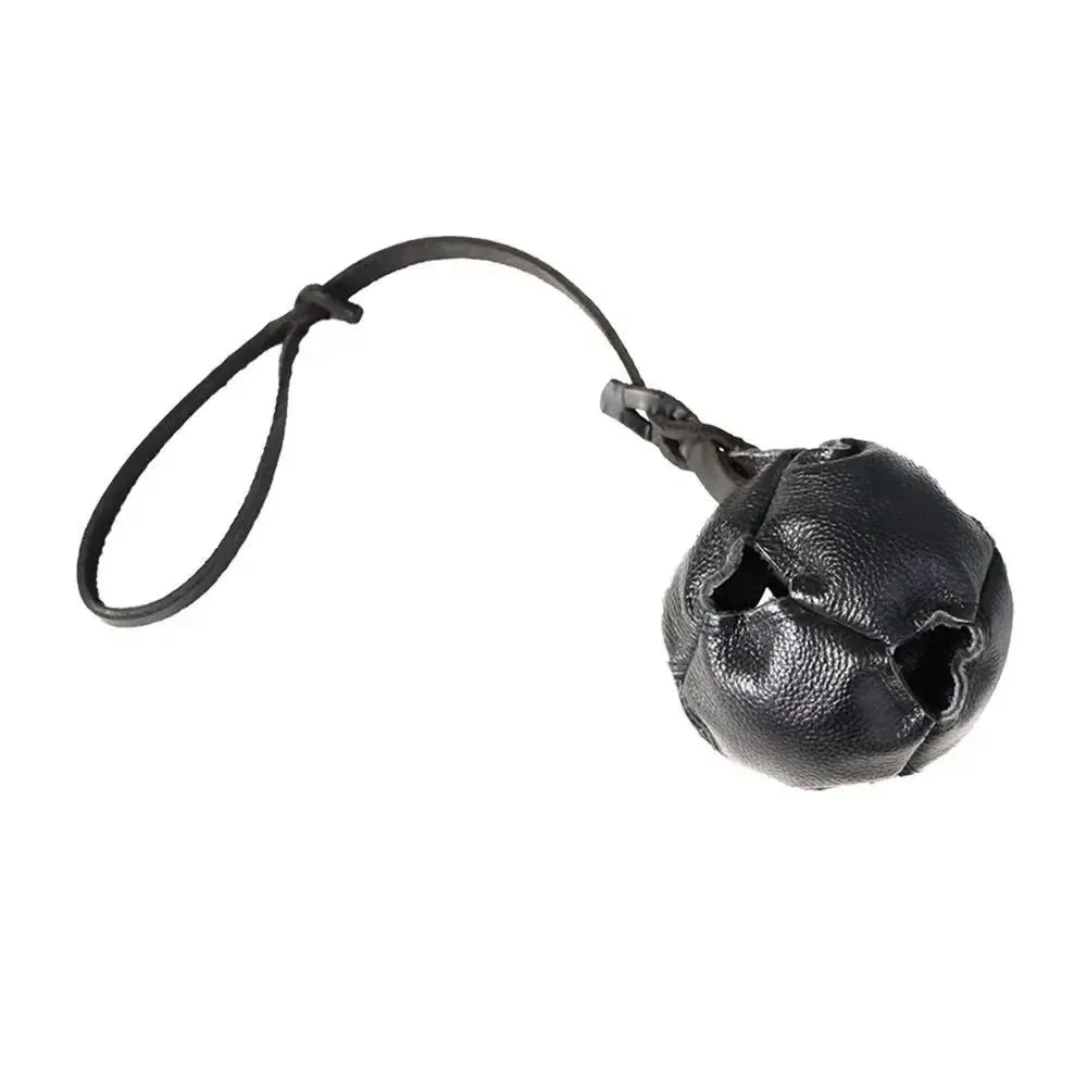Leather dog training ball toy with handle, soft bite ball for puppy reward, tug toy for obedience training, colourful dog ball