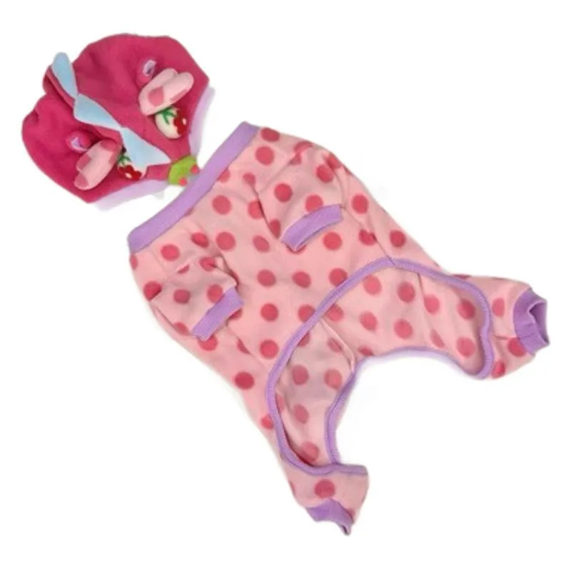 Pink polyester winter coat for small dog with optional hat on a French bulldog model