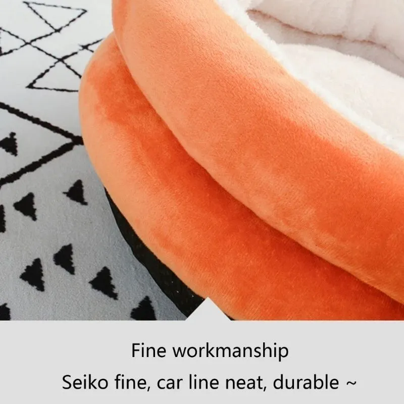 Plush dog bed mat in grey with non-skid bottom, small size 35x35x18cm