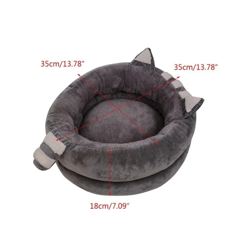 Plush dog bed mat in grey with non-skid bottom, small size 35x35x18cm