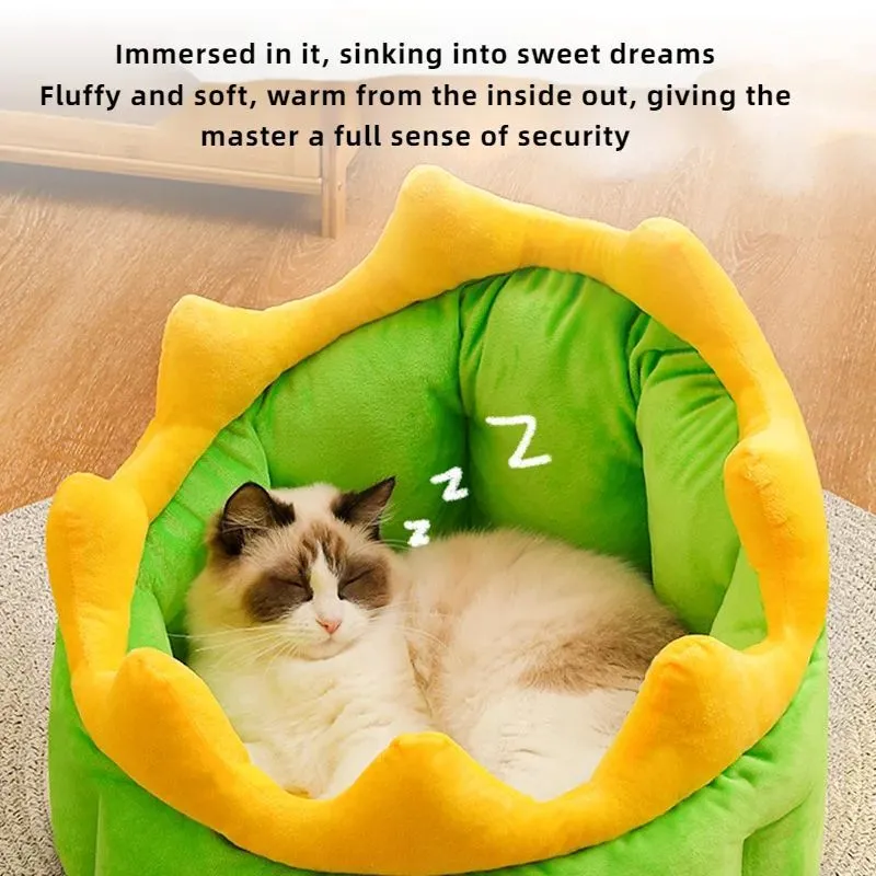New dinosaur pet bed in Teddy gold fabric, soft and warm, for small cats and dogs up to 15 kg