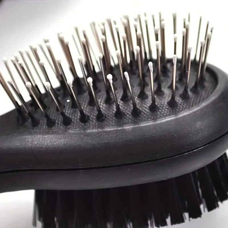 2-in-1 double sided pet grooming comb for dogs and cats with plastic handle and metal pins