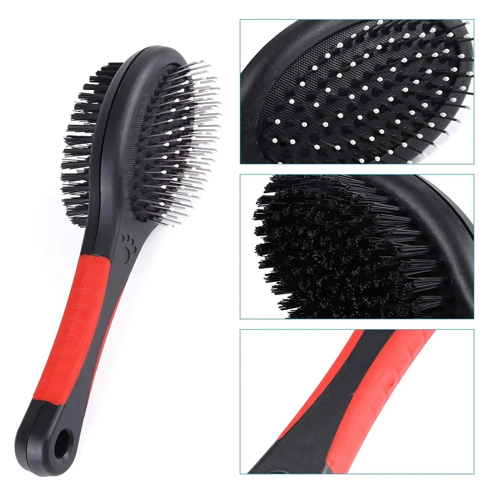 2-in-1 double sided pet grooming comb for dogs and cats with plastic handle and metal pins