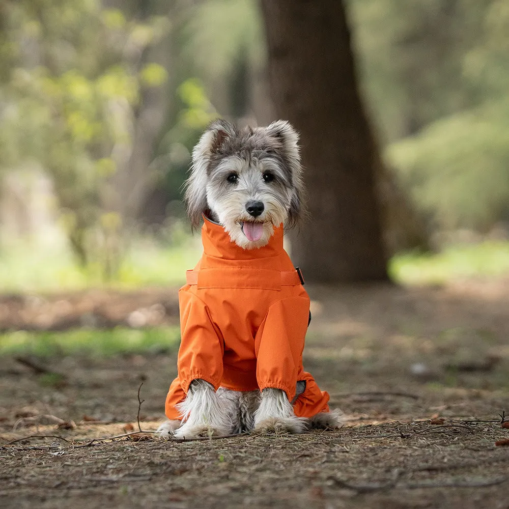 Fashion dog one-piece raincoat in waterproof polyester, available in multiple colours and sizes S to 3XL