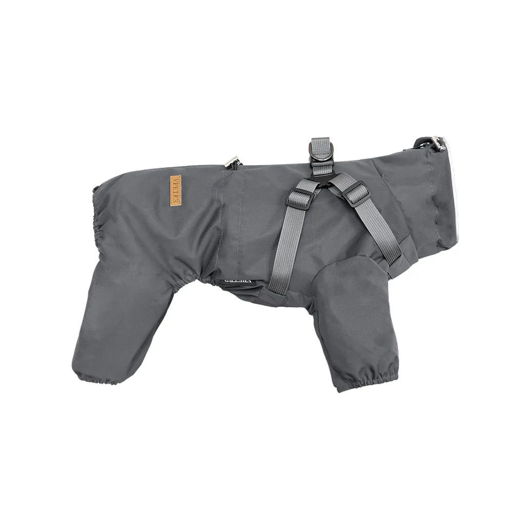 Fashion dog one-piece raincoat in waterproof polyester, available in multiple colours and sizes S to 3XL