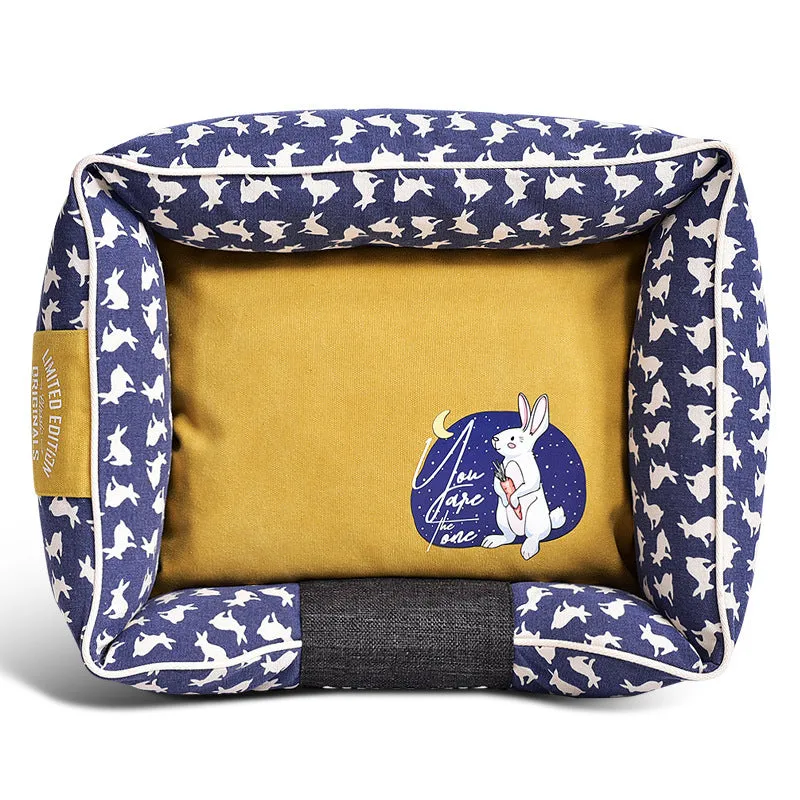 Jarre Aero Bull rabbit design dog bed mat in green, size medium, on floor