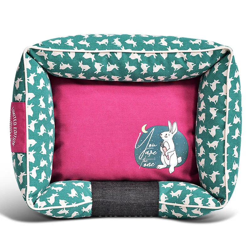 Jarre Aero Bull rabbit design dog bed mat in green, size medium, on floor