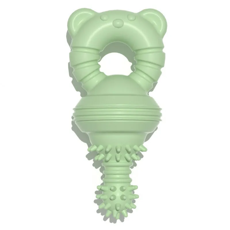 Blue rubber dog chew toy with concave-convex surface for cleaning teeth