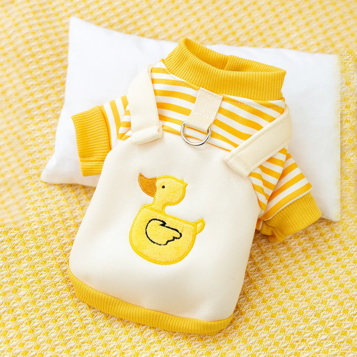 Fashion Autumn Thin Dog Pattern Sweater in yellow with cartoon design for pets