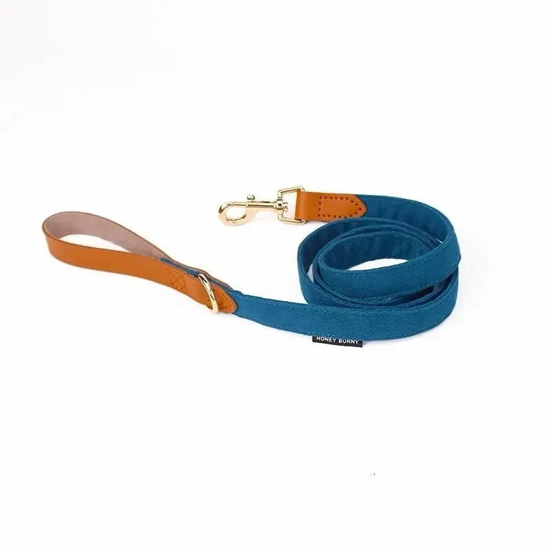 Dog collar with lettering and bowknot leather hand holding rope set in creamy green colour for small dogs