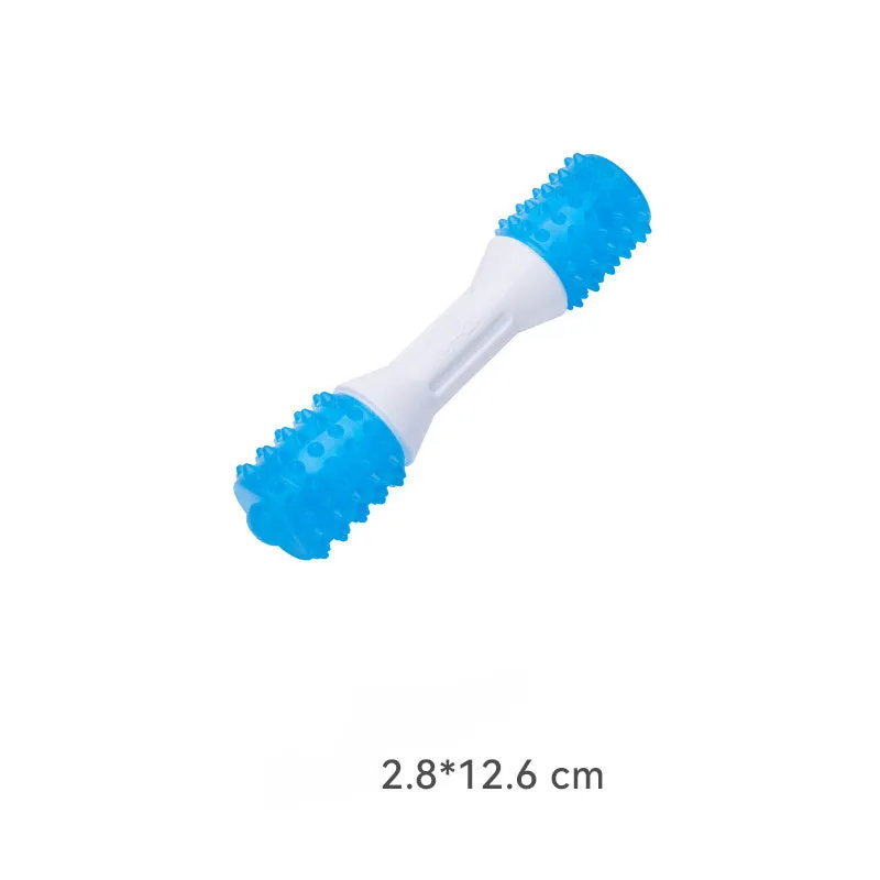 Dual-colour aqua bone puppy teething chew toy made from PU rubber and TPR for dogs 2-8 months old.