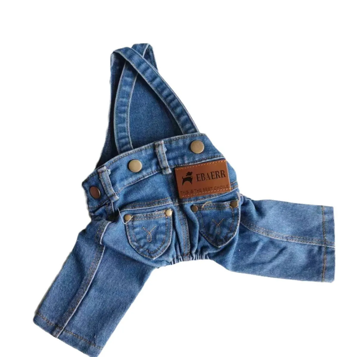 All-match denim suspender dog pants for small to extra-large dogs, light blue and dark blue options