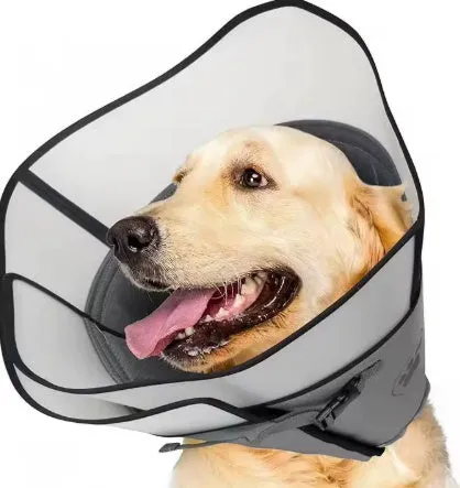 A soft, adjustable polyester recovery collar ring for pets, shown in single and double-layer styles.