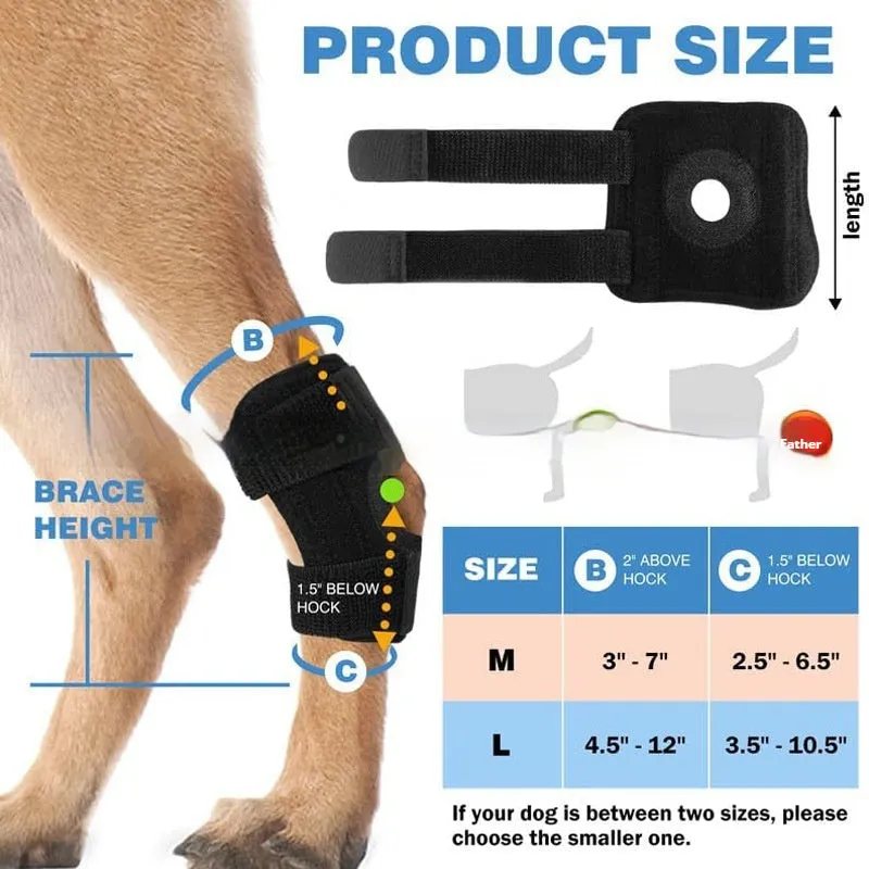Black polyester leg guard for pet dog or cat joint support and rehabilitation.