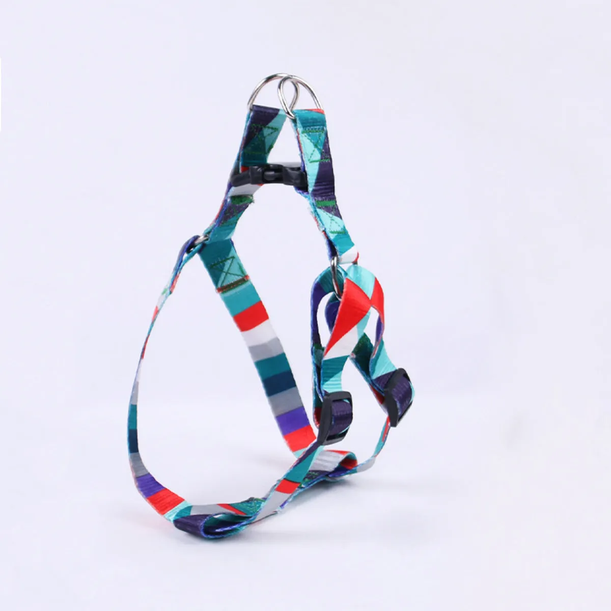 Polyester dog leash collar three-piece set in pink white with hand held rope