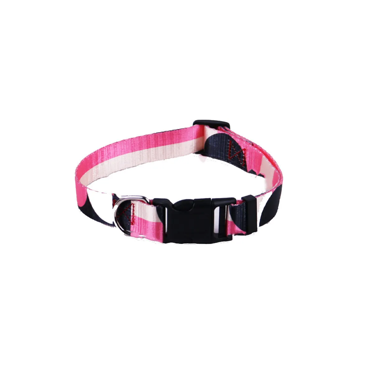 Polyester dog leash collar three-piece set in pink white with hand held rope