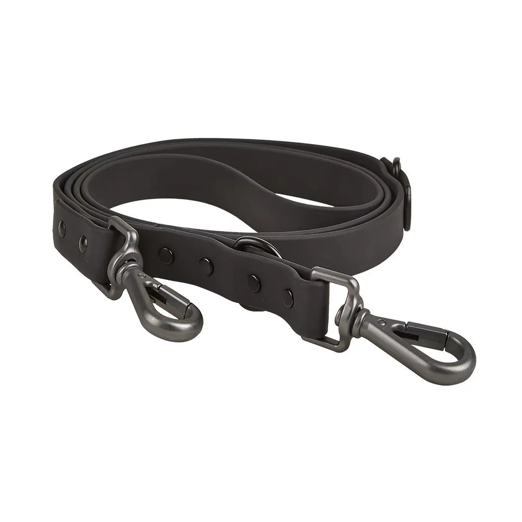 Dog tactical chest back and collar set in black PVC with leash and harness for outdoor training