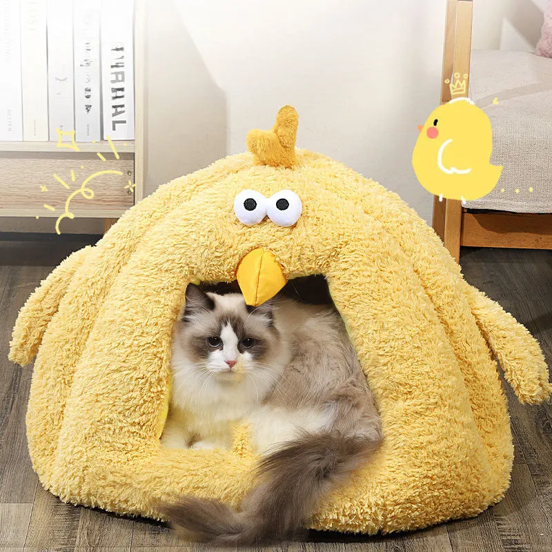 Cold-proof warm cat nest in size L 60x45cm for fall and winter, padded pet bed for cats or small chickens