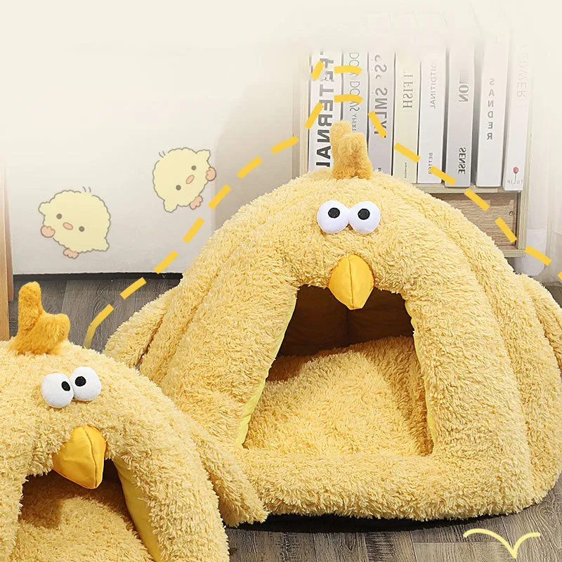 Cold-proof warm cat nest in size L 60x45cm for fall and winter, padded pet bed for cats or small chickens
