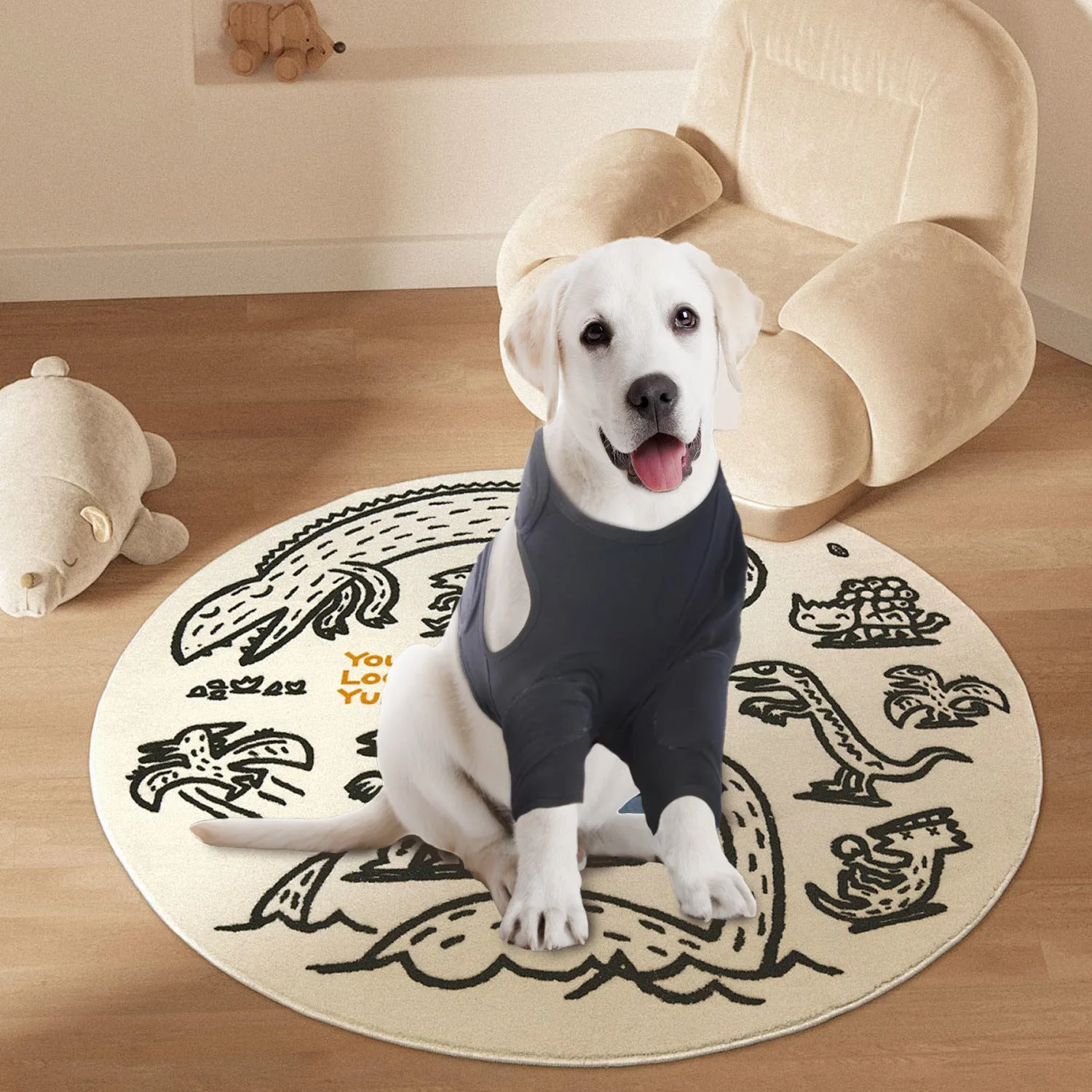 Pet front leg sleeve wrap in black for dog licking protection and elbow brace support, size M