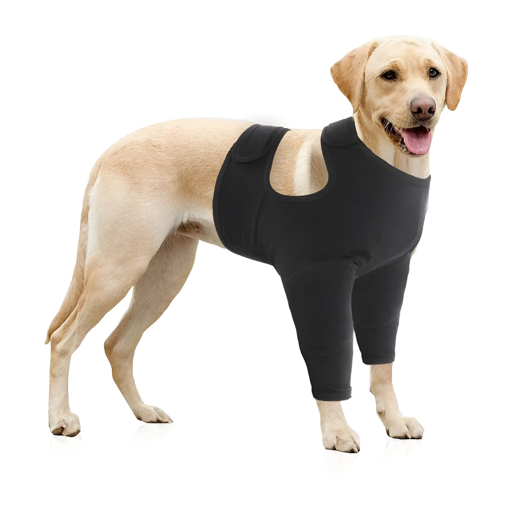 Pet front leg sleeve wrap in black for dog licking protection and elbow brace support, size M