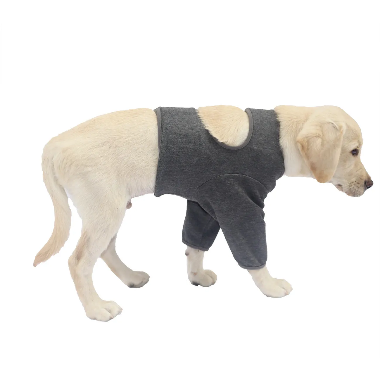 Pet front leg sleeve wrap in black for dog licking protection and elbow brace support, size M
