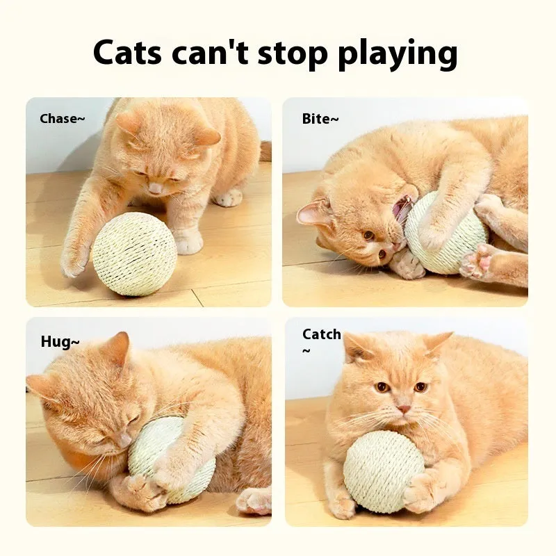 Oversized sisal ball cat toy 10CM in paper string, available in four colours