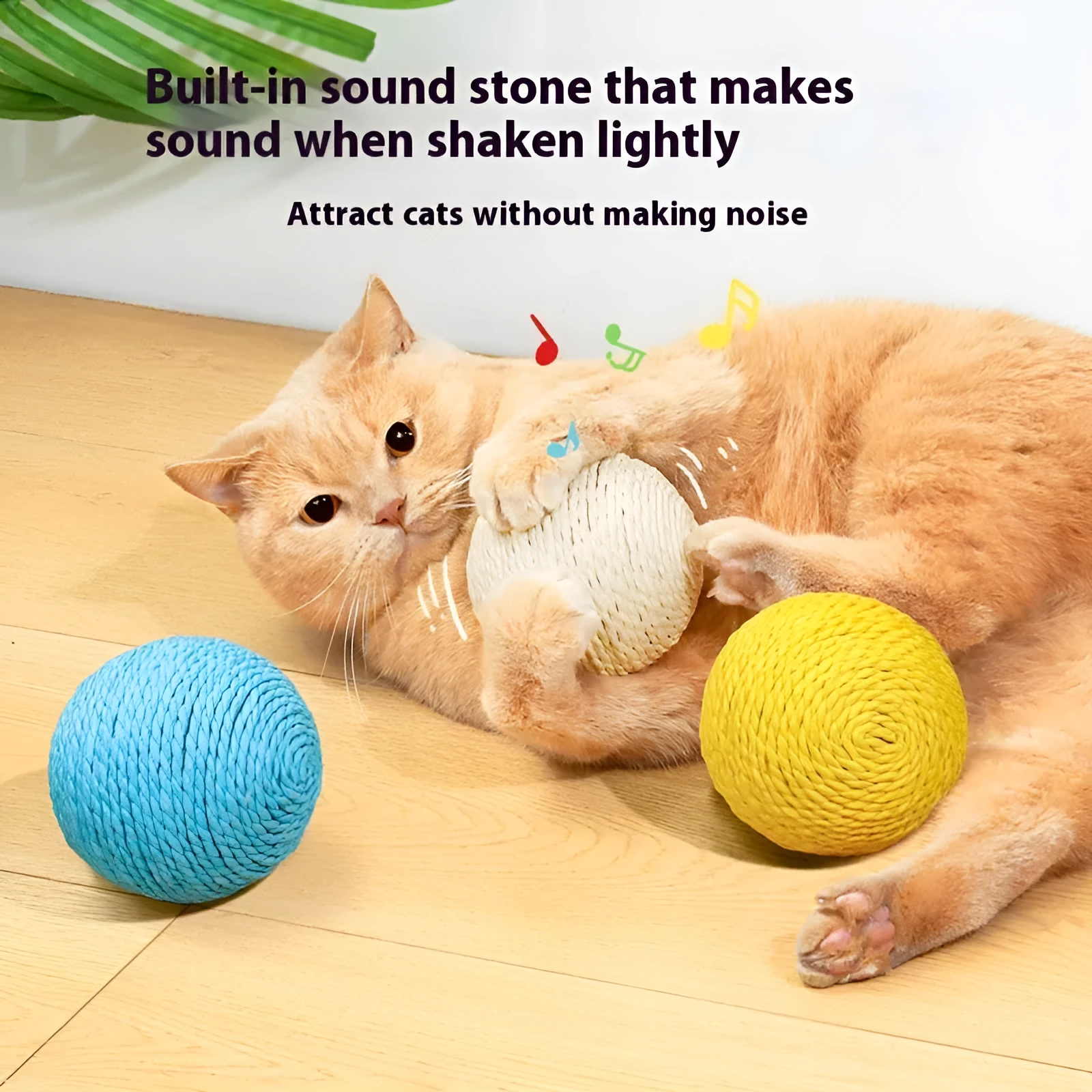 Oversized sisal ball cat toy 10CM in paper string, available in four colours