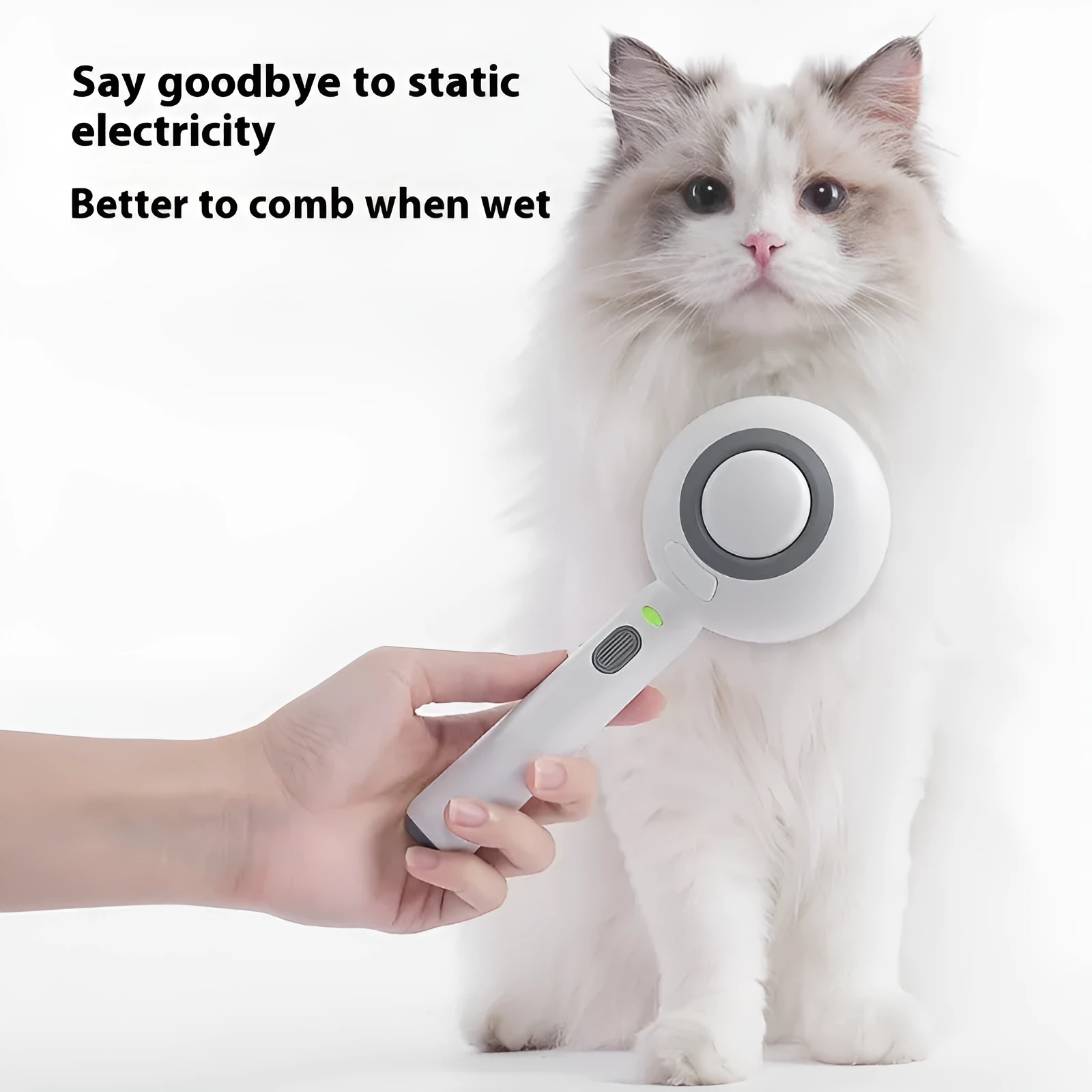 Lollipop pet spray comb for cat cleaning and massage in white with soft essence bottles
