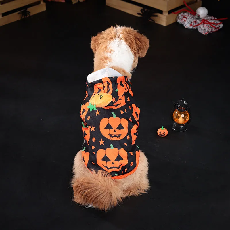 Wansheng orange polyester pumpkin sweater for dogs and cats in European American style