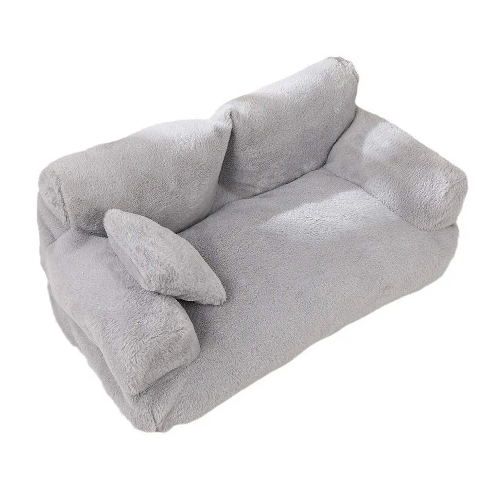 Rabbit plush pet sofa nest in khaki, three colour options, six sizes from S to XXXL for dogs