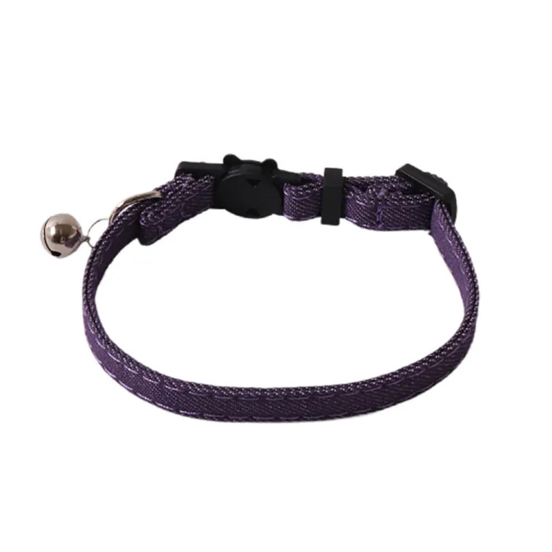 New Pet Denim Cat Collar in denim blue with a striped pattern, 1x28cm cloth pet collar