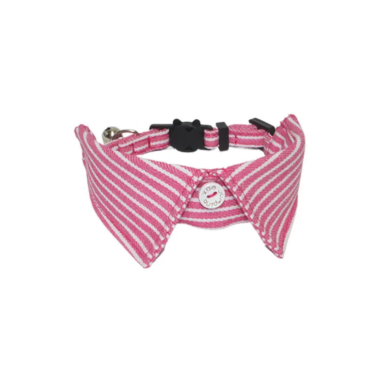 New Pet Denim Cat Collar in denim blue with a striped pattern, 1x28cm cloth pet collar