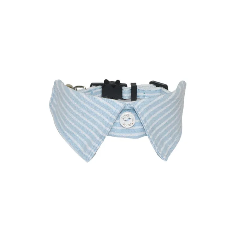 New Pet Denim Cat Collar in denim blue with a striped pattern, 1x28cm cloth pet collar