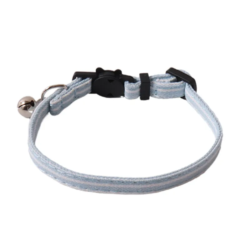 New Pet Denim Cat Collar in denim blue with a striped pattern, 1x28cm cloth pet collar