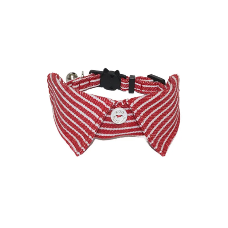 New Pet Denim Cat Collar in denim blue with a striped pattern, 1x28cm cloth pet collar