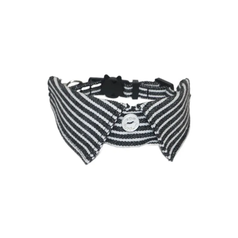 New Pet Denim Cat Collar in denim blue with a striped pattern, 1x28cm cloth pet collar