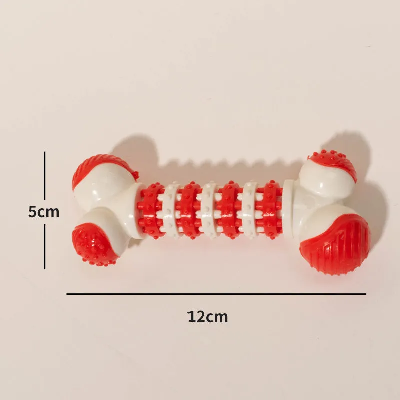 Blue bone-shaped interactive dog toy with treat compartment for small breed puppies