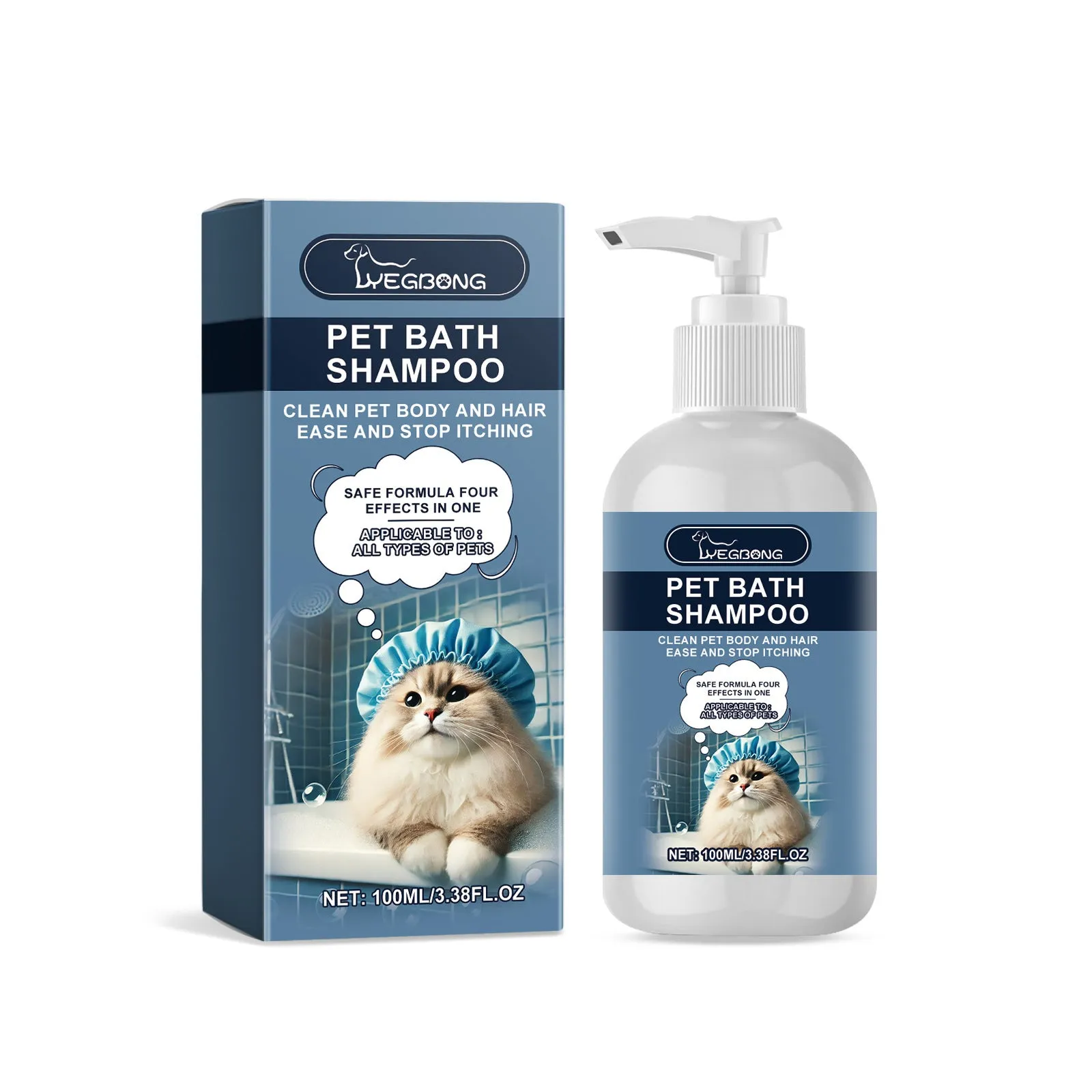 100ml mild pet shampoo bottle for cats and dogs with milk and coconut oil