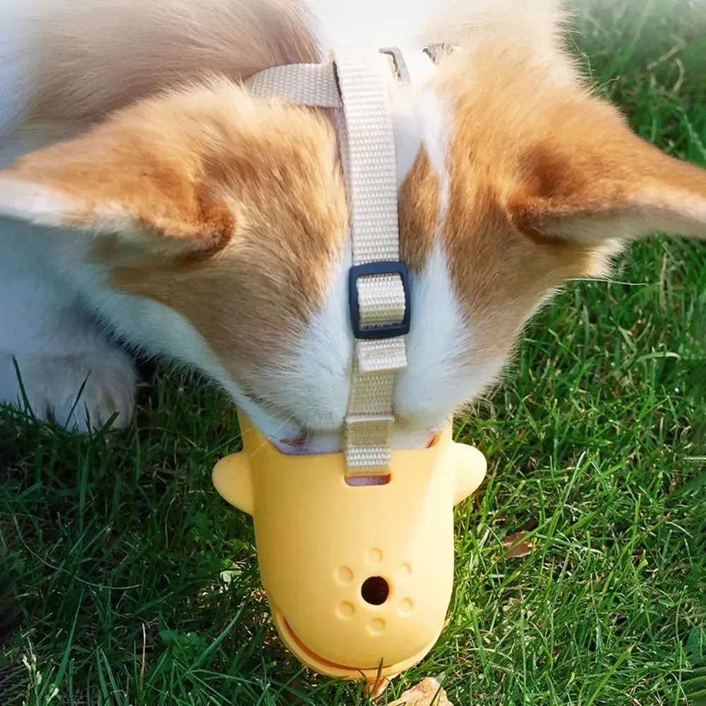Portable adjustable dog muzzle in blue for small to medium dogs with breathable basket design
