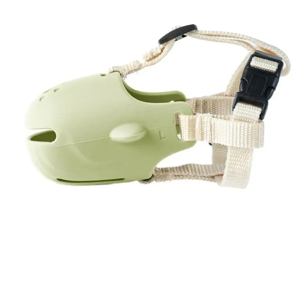 Portable adjustable dog muzzle in blue for small to medium dogs with breathable basket design