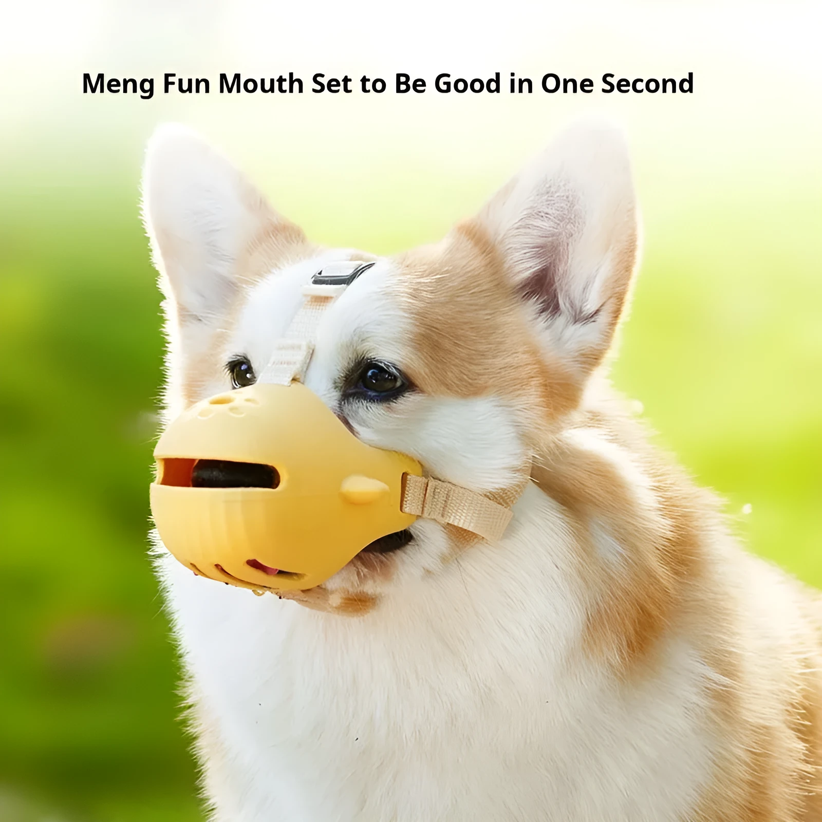 Portable adjustable dog muzzle in blue for small to medium dogs with breathable basket design