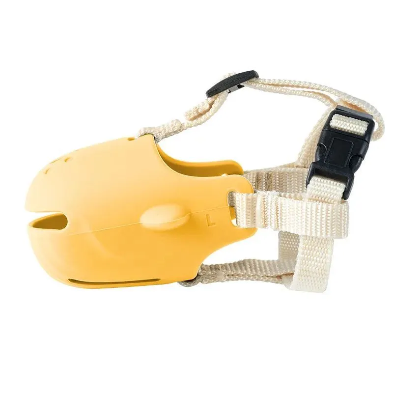 Portable adjustable dog muzzle in blue for small to medium dogs with breathable basket design