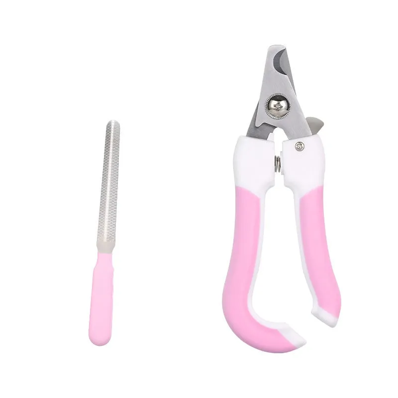 Pet nail scissors for dogs and cats in blue, blue pink, and pink colour options