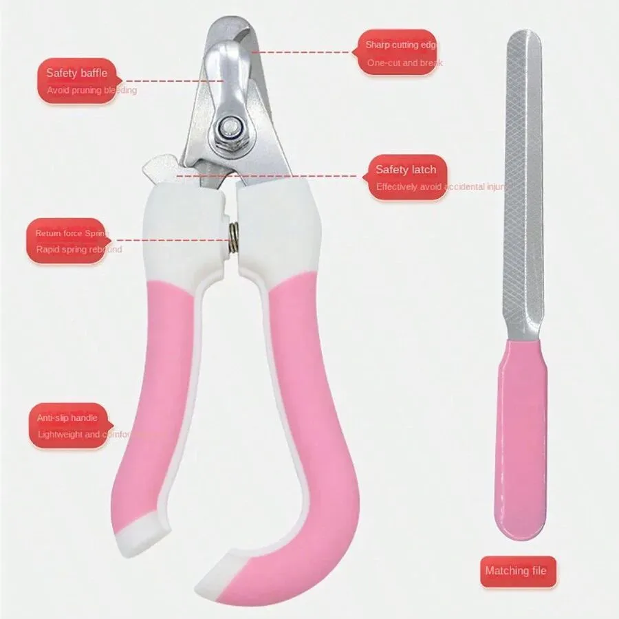 Pet nail scissors for dogs and cats in blue, blue pink, and pink colour options