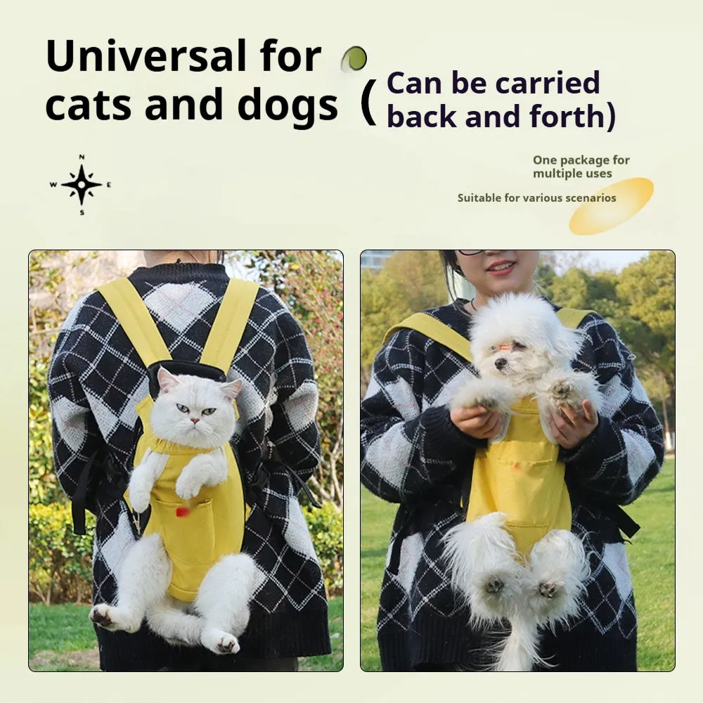 Open-headed breathable cat bag in cream white, suitable for small dogs and cats, with shoulder strap